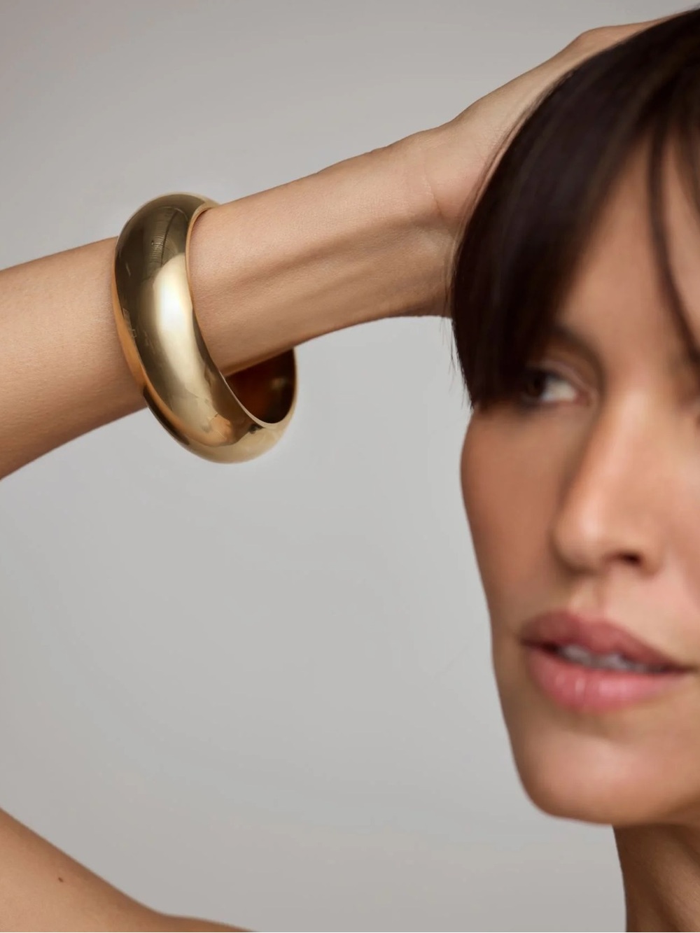 Wide Shiny Gold Bangle Bracelet